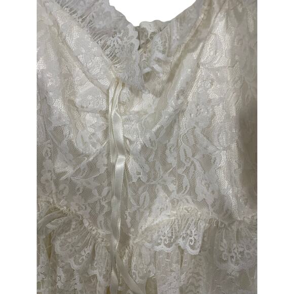 Vintage 80's JC Penny Wedding Midi Strapless Lace Boho Coquette Fairy Dress - Picture 3 of 9